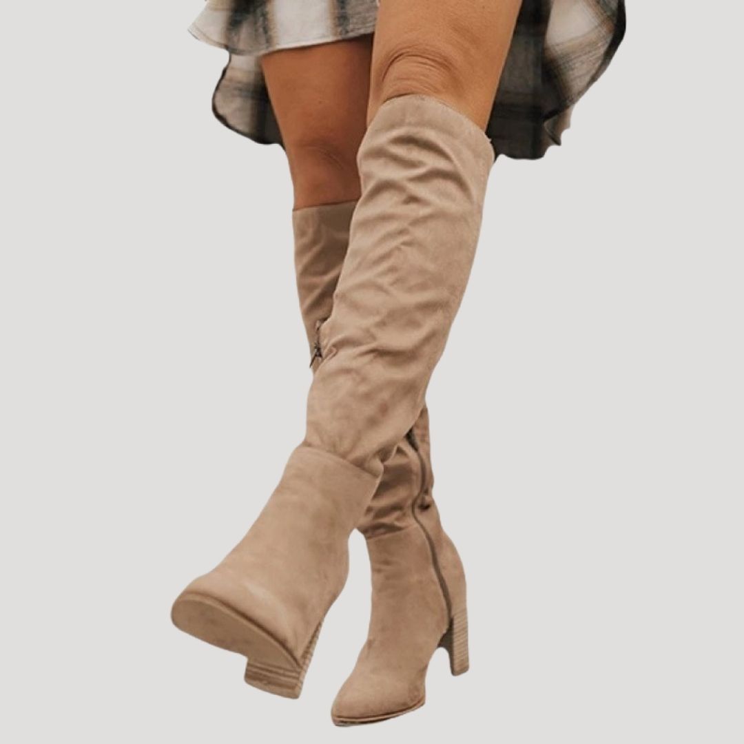 Women’s Knee High Block Heel Boots Slouchy Tall Fashion Shoes