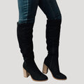 Women’s Knee High Block Heel Boots Slouchy Tall Fashion Shoes