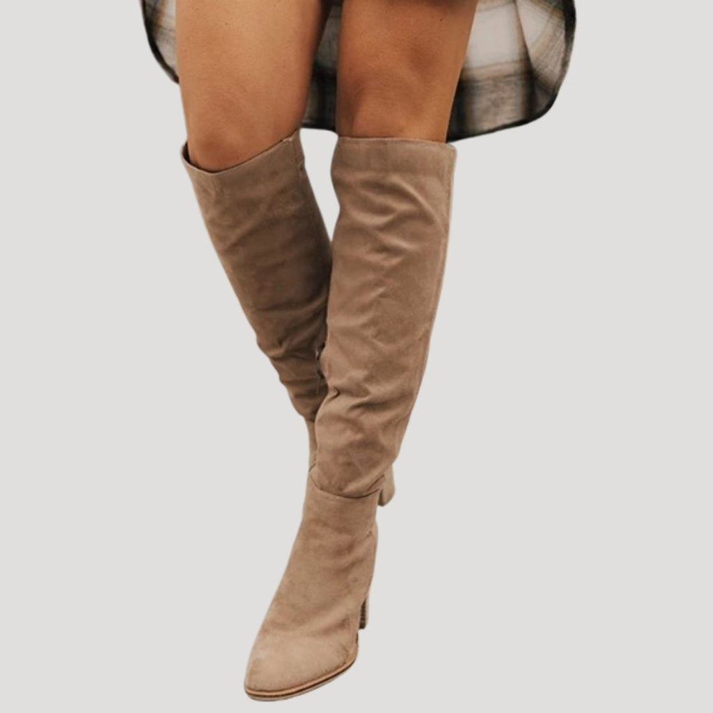 Women’s Knee High Block Heel Boots Slouchy Tall Fashion Shoes