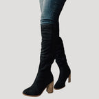 Women’s Knee High Block Heel Boots Slouchy Tall Fashion Shoes