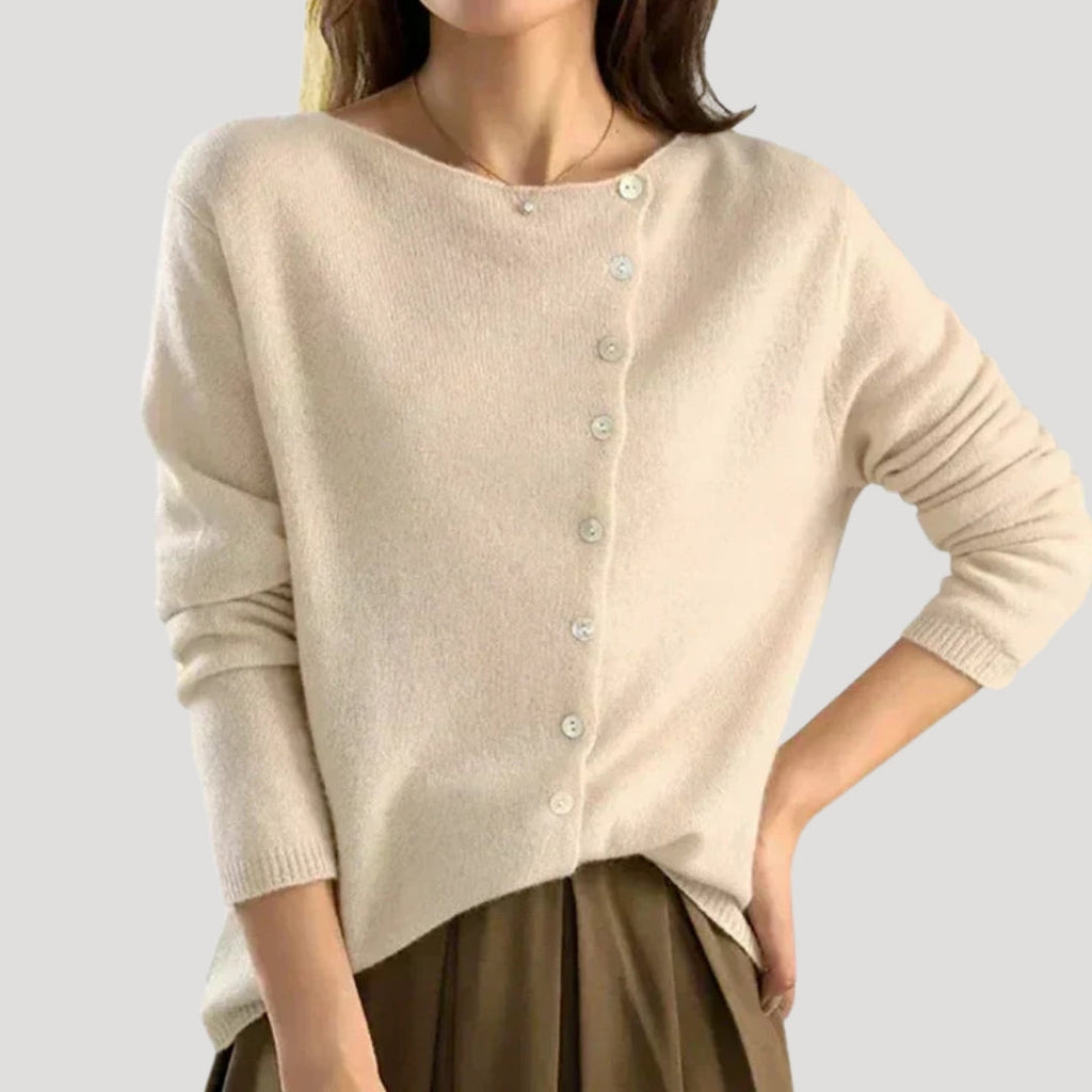 Women’s Asymmetrical Button Knit Sweater Relaxed Fit