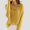 Women’s Asymmetrical Button Knit Sweater Relaxed Fit