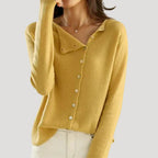 Women’s Asymmetrical Button Knit Sweater Relaxed Fit