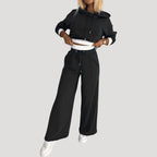 Women’s Oversized Fleece Lounge Set Wide Leg Jogger Outfit