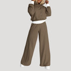Women’s Oversized Fleece Lounge Set Wide Leg Jogger Outfit