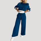 Women’s Oversized Fleece Lounge Set Wide Leg Jogger Outfit