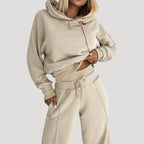 Women’s Oversized Fleece Lounge Set Wide Leg Jogger Outfit