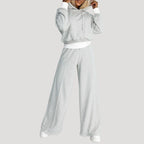 Women’s Oversized Fleece Lounge Set Wide Leg Jogger Outfit