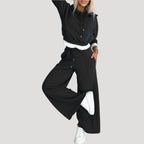 Women’s Oversized Fleece Lounge Set Wide Leg Jogger Outfit