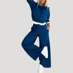 Women’s Oversized Fleece Lounge Set Wide Leg Jogger Outfit