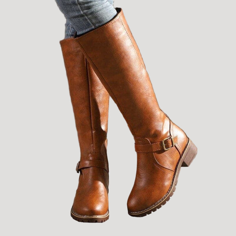 Women’s Knee High Riding Boots Buckle Detail Tall Fashion Shoes