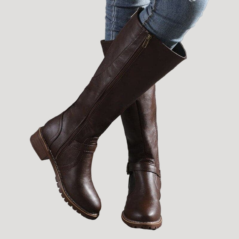Women’s Knee High Riding Boots Buckle Detail Tall Fashion Shoes