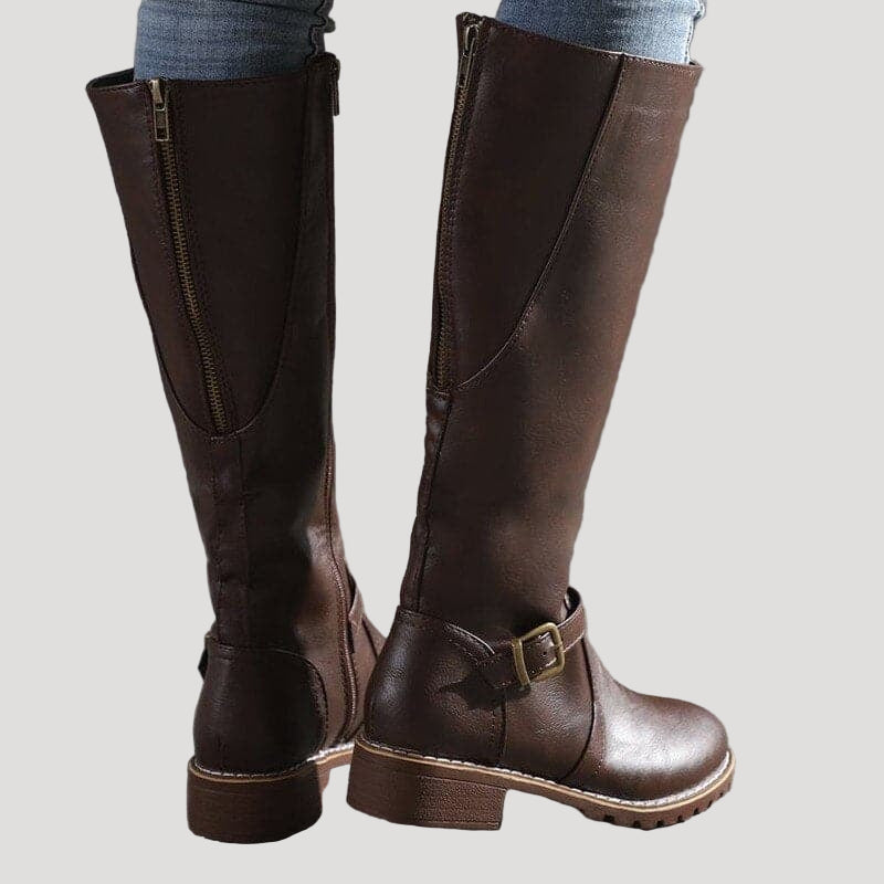 Women’s Knee High Riding Boots Buckle Detail Tall Fashion Shoes
