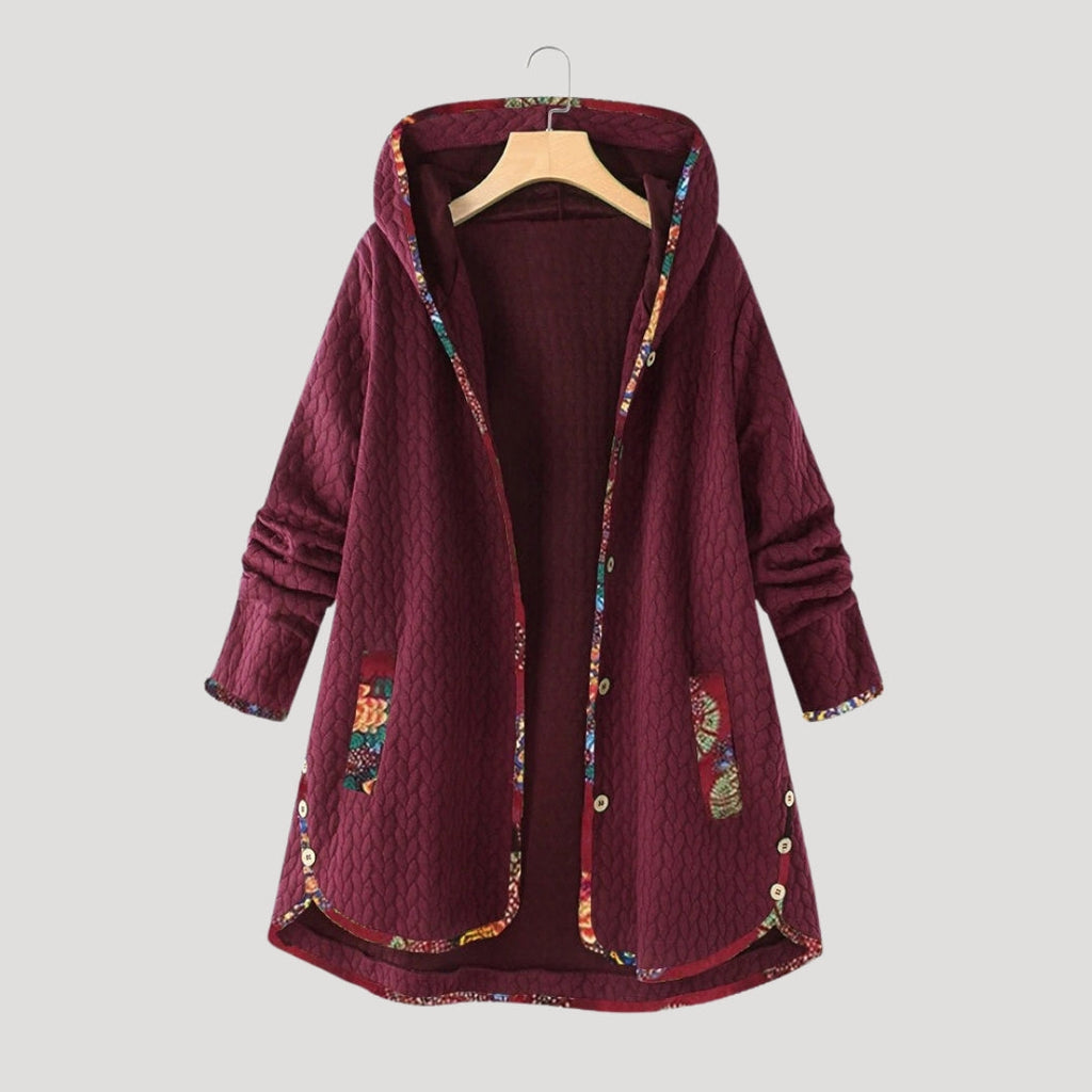 Women’s Long Hooded Fleece Jacket Relaxed Fit Coat