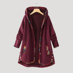 Women’s Long Hooded Fleece Jacket Relaxed Fit Coat