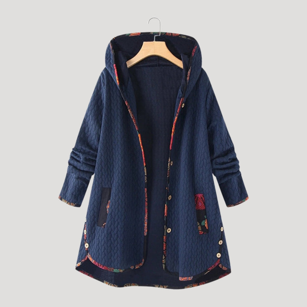 Women’s Long Hooded Fleece Jacket Relaxed Fit Coat