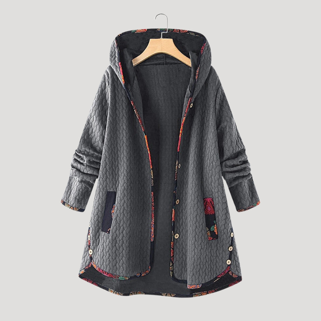 Women’s Long Hooded Fleece Jacket Relaxed Fit Coat