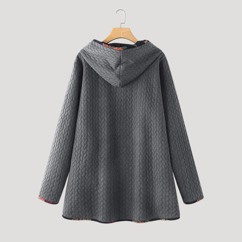 Women’s Long Hooded Fleece Jacket Relaxed Fit Coat