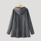 Women’s Long Hooded Fleece Jacket Relaxed Fit Coat