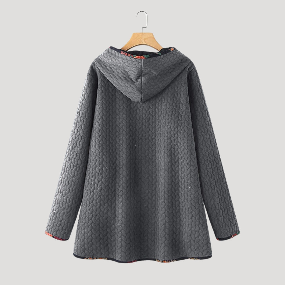 Women’s Long Hooded Fleece Jacket Relaxed Fit Coat