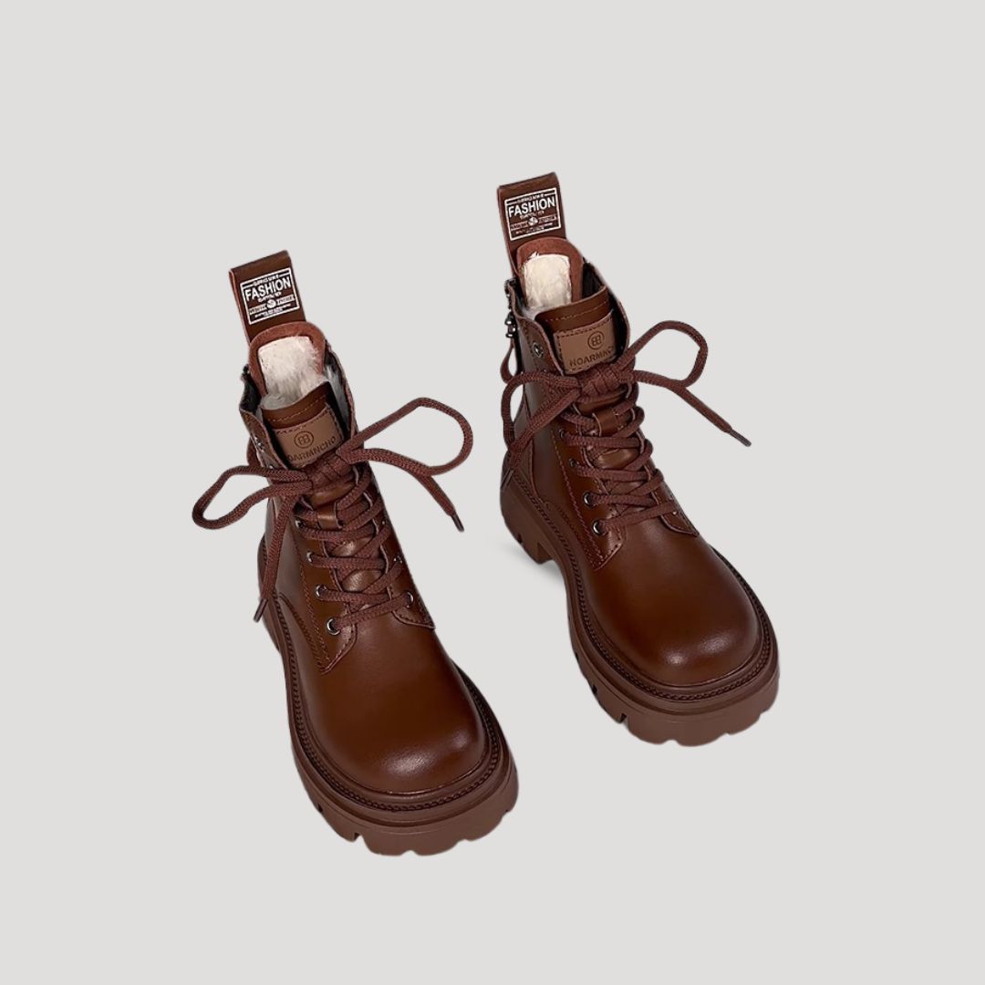 Women’s Chunky Lace Up Ankle Boots Faux Fur Platform Shoes