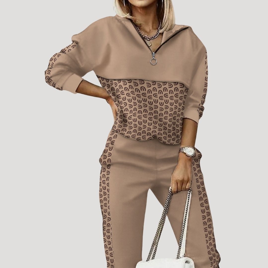 Women Tracksuit Set Hoodie Zip Top Jogger Pants Relaxed Fit