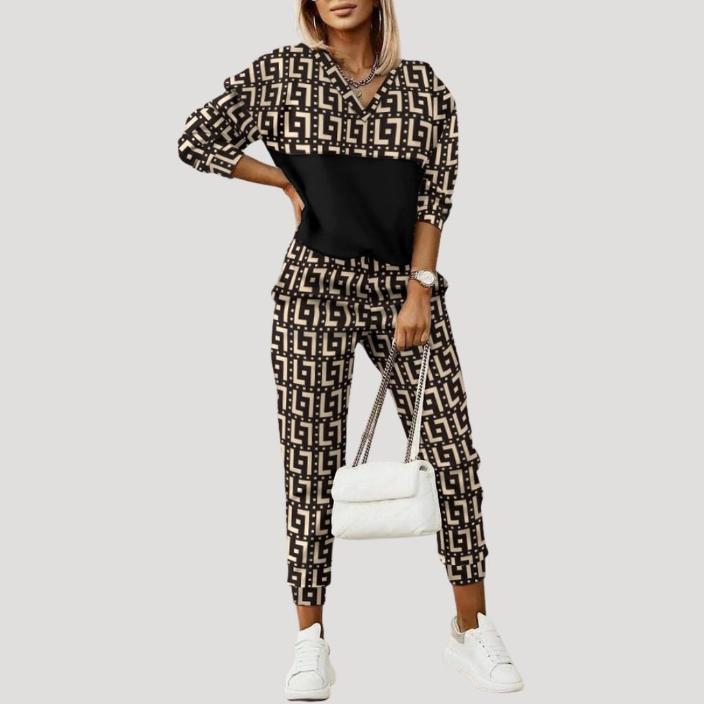 Women Tracksuit Set Hoodie Zip Top Jogger Pants Relaxed Fit