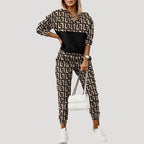 Women Tracksuit Set Hoodie Zip Top Jogger Pants Relaxed Fit