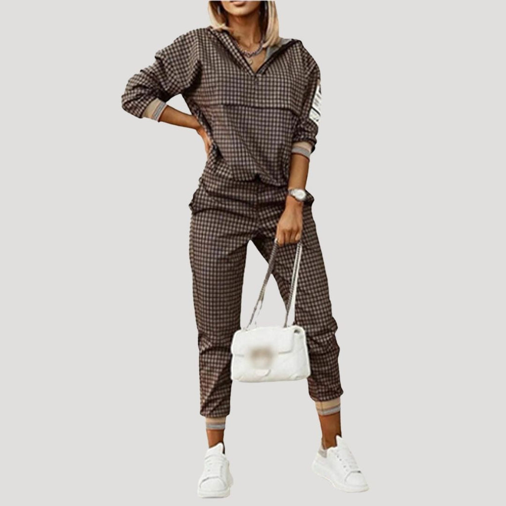 Women Tracksuit Set Hoodie Zip Top Jogger Pants Relaxed Fit