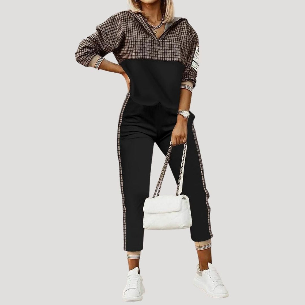 Women Tracksuit Set Hoodie Zip Top Jogger Pants Relaxed Fit