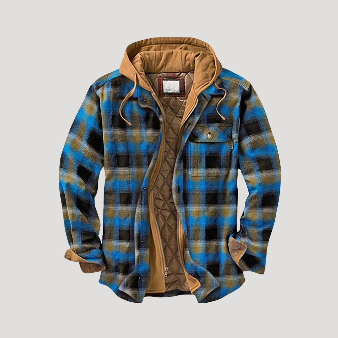 Men Fleece Lined Jacket Warm Plaid Overshirt