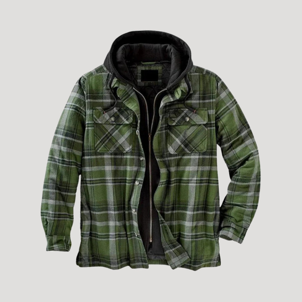 Men Fleece Lined Jacket Warm Plaid Overshirt