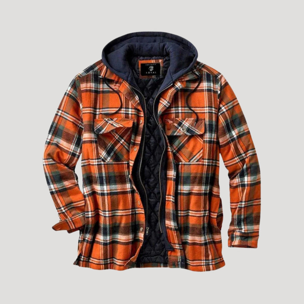 Men Fleece Lined Jacket Warm Plaid Overshirt