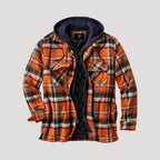 Men Fleece Lined Jacket Warm Plaid Overshirt