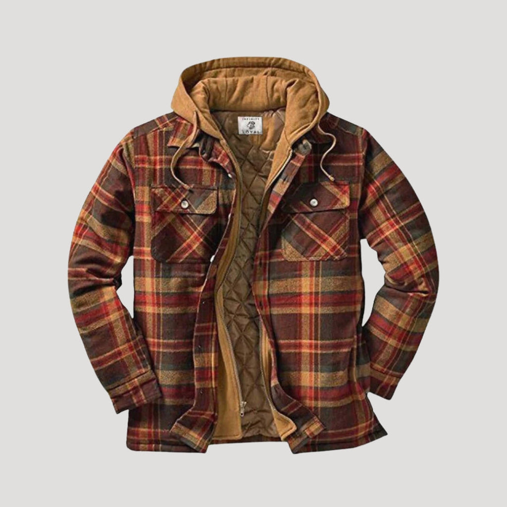 Men Fleece Lined Jacket Warm Plaid Overshirt