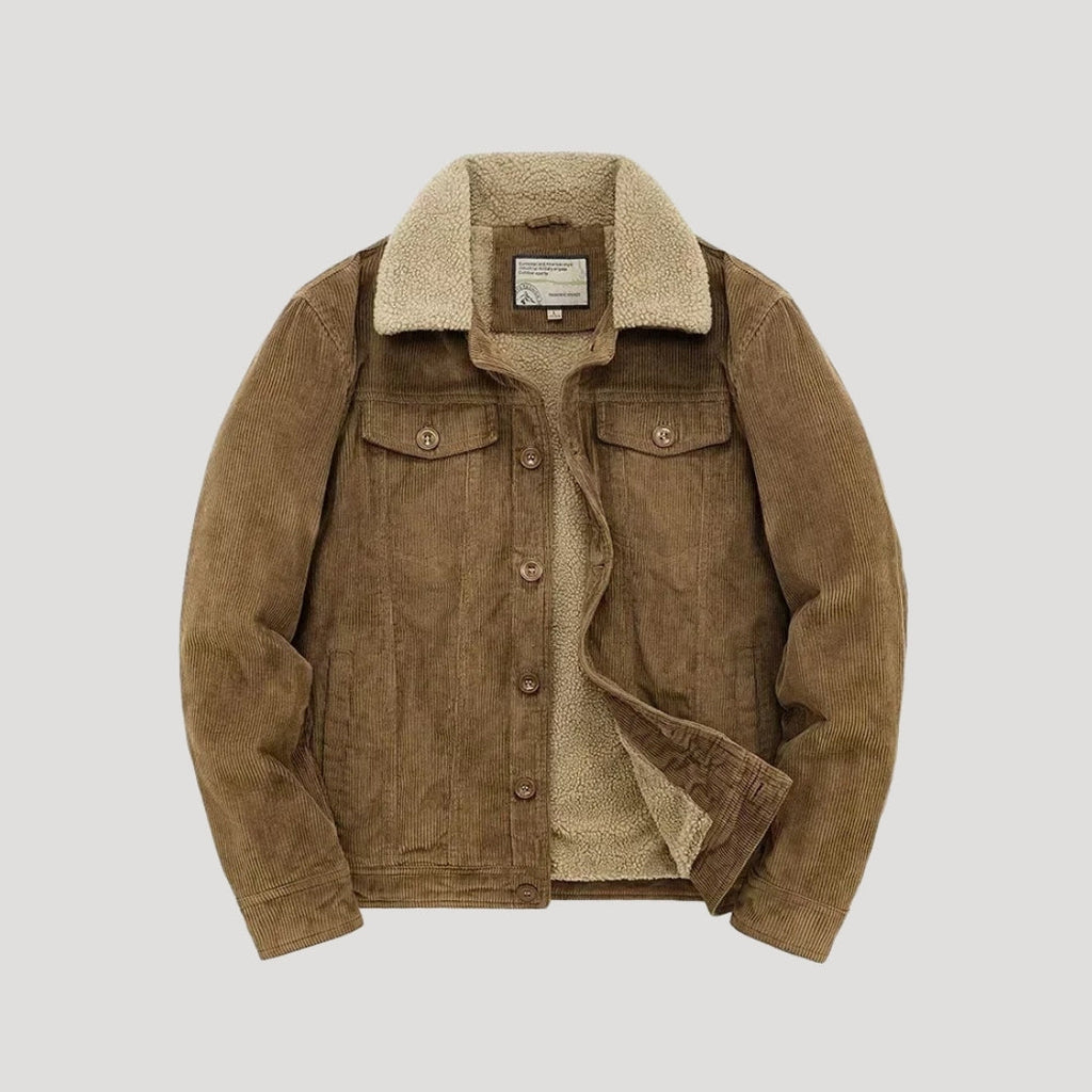 Men’s Sherpa Lined Trucker Jacket Faux Suede Casual Coat