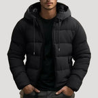 Men’s Hooded Puffer Jacket Quilted Zip Front Coat