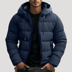 Men’s Hooded Puffer Jacket Quilted Zip Front Coat
