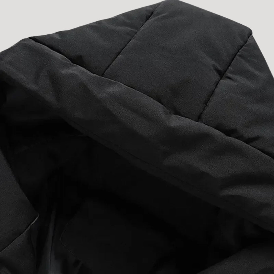 Men’s Hooded Puffer Jacket Quilted Zip Front Coat