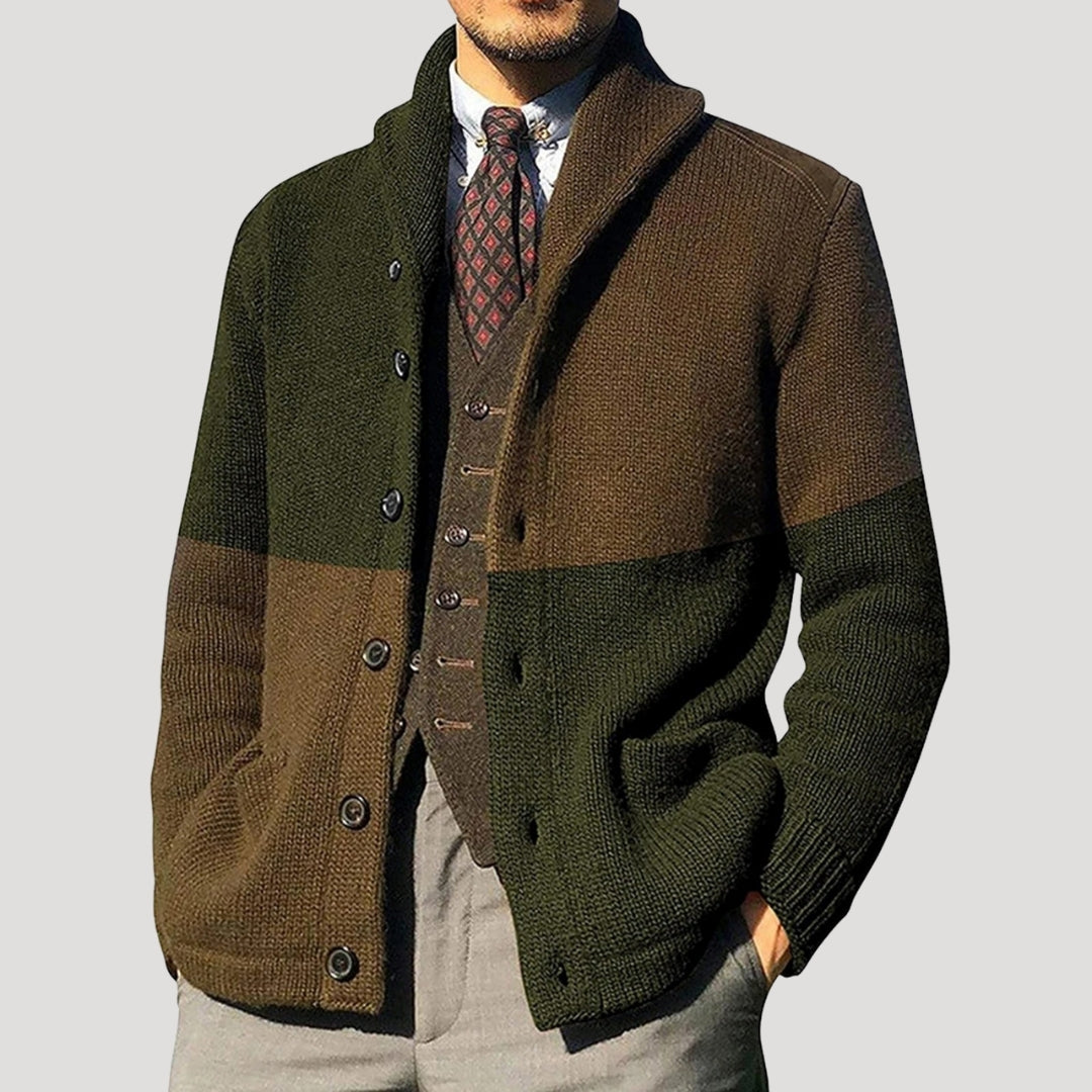 Men’s Knit Cardigan Shawl Collar Button Sweater