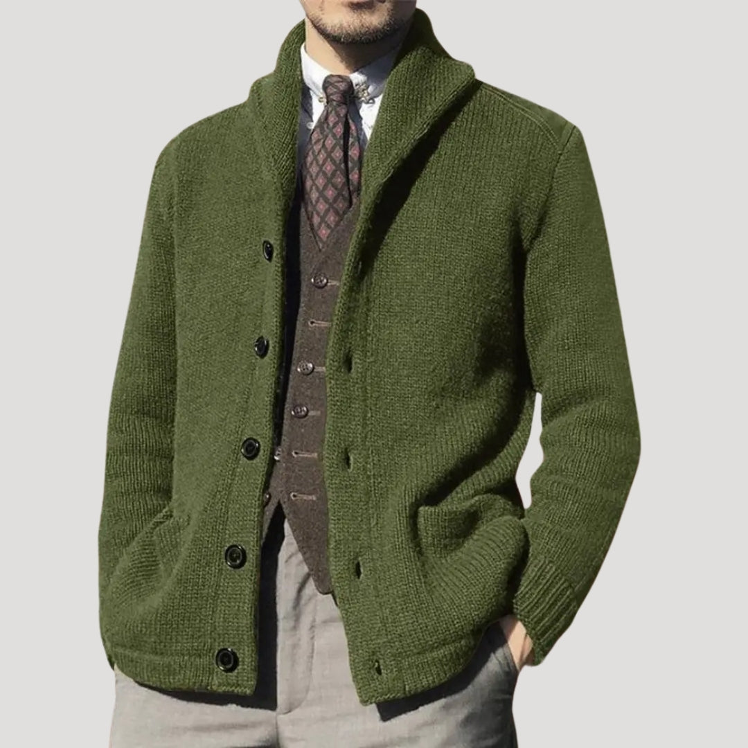 Men’s Knit Cardigan Shawl Collar Button Sweater