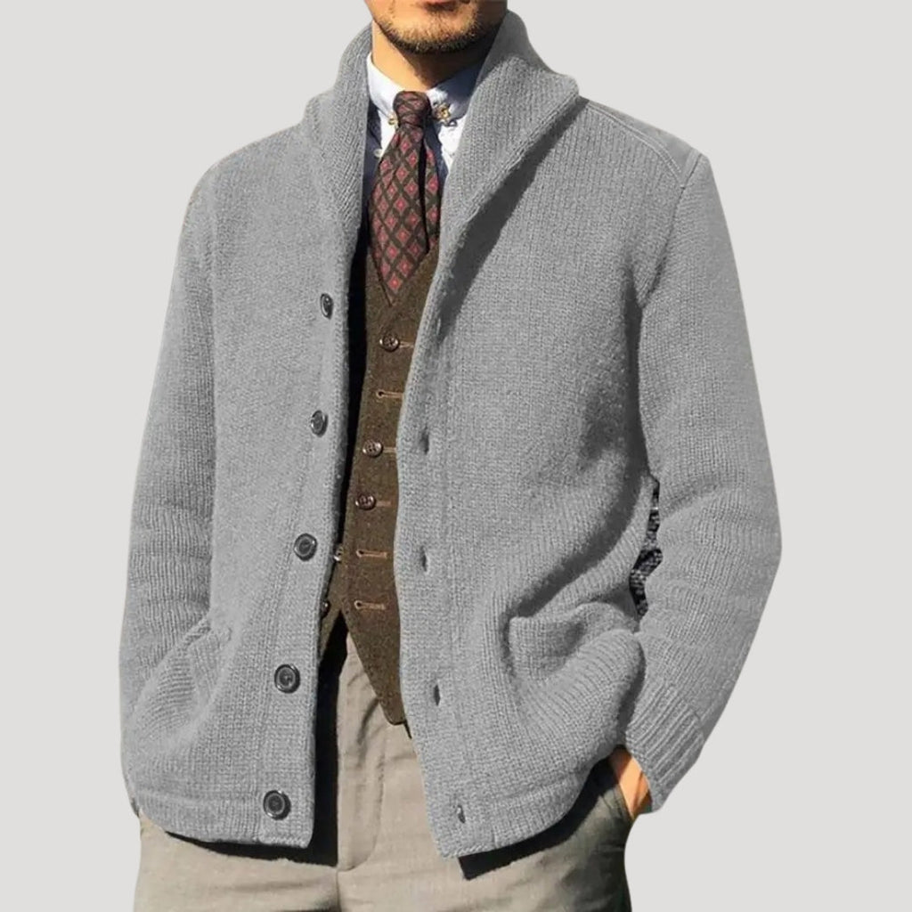 Men’s Knit Cardigan Shawl Collar Button Sweater