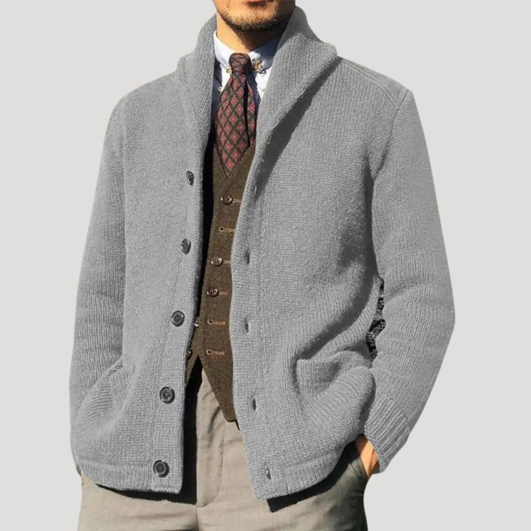 Men’s Knit Cardigan Shawl Collar Button Sweater
