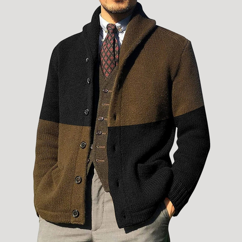 Men’s Knit Cardigan Shawl Collar Button Sweater