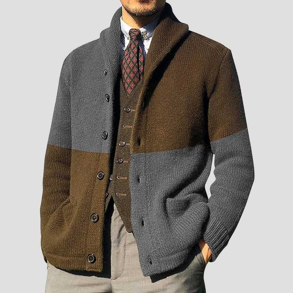 Men’s Knit Cardigan Shawl Collar Button Sweater
