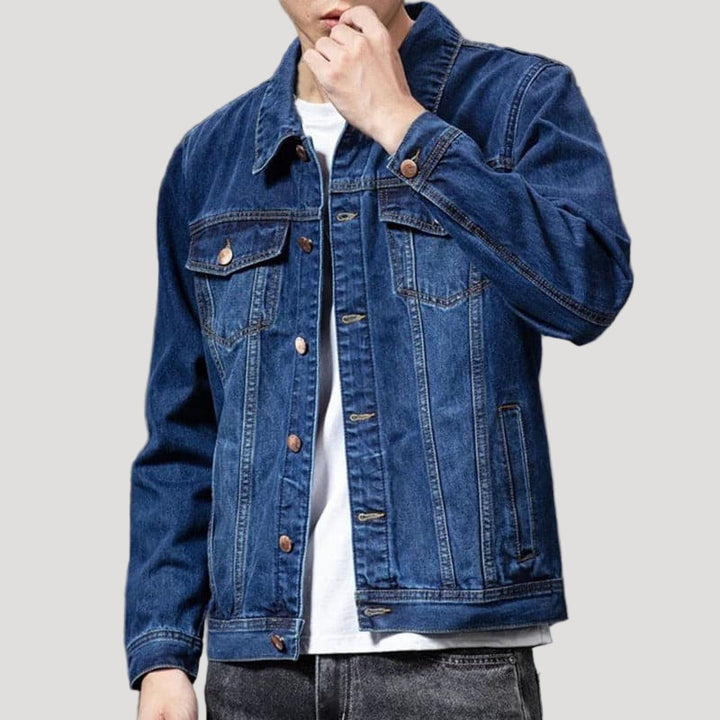 Men’s Classic Denim Jacket Straight Fit Button Front