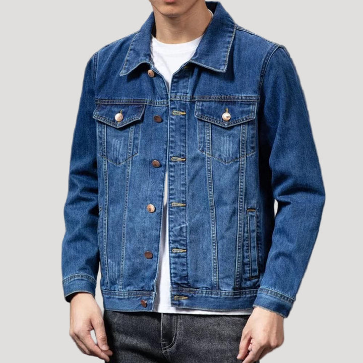 Men’s Classic Denim Jacket Straight Fit Button Front
