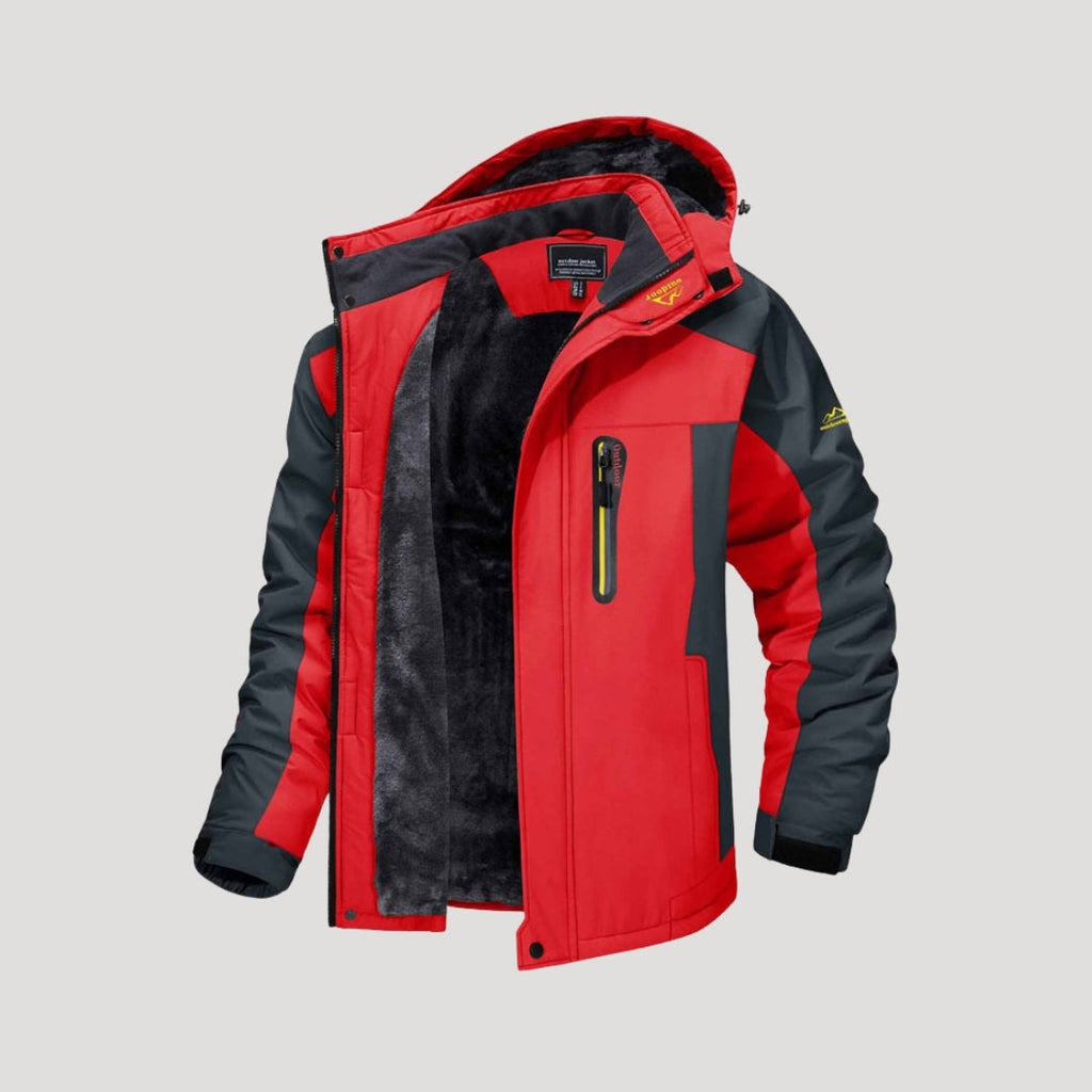 Men Waterproof Hooded Jacket Fleece Lined Outdoor
