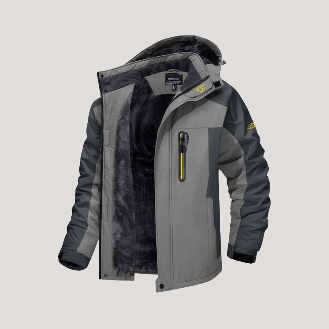Men Waterproof Hooded Jacket Fleece Lined Outdoor