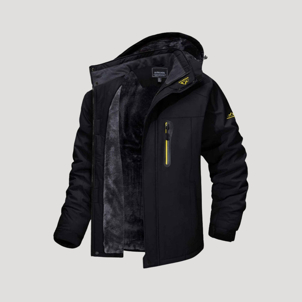 Men Waterproof Hooded Jacket Fleece Lined Outdoor